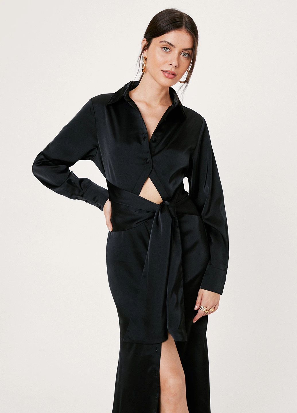 Чорна кежуал cукня сукня-сорочка Nasty Gal однотонна