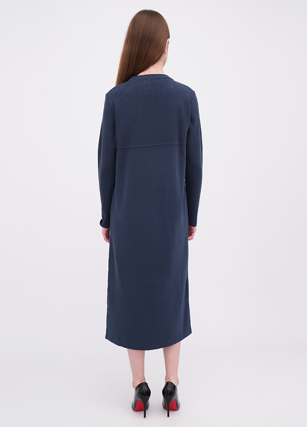 Темно-синее кэжуал платье платье-свитер EQUILIBRI однотонное