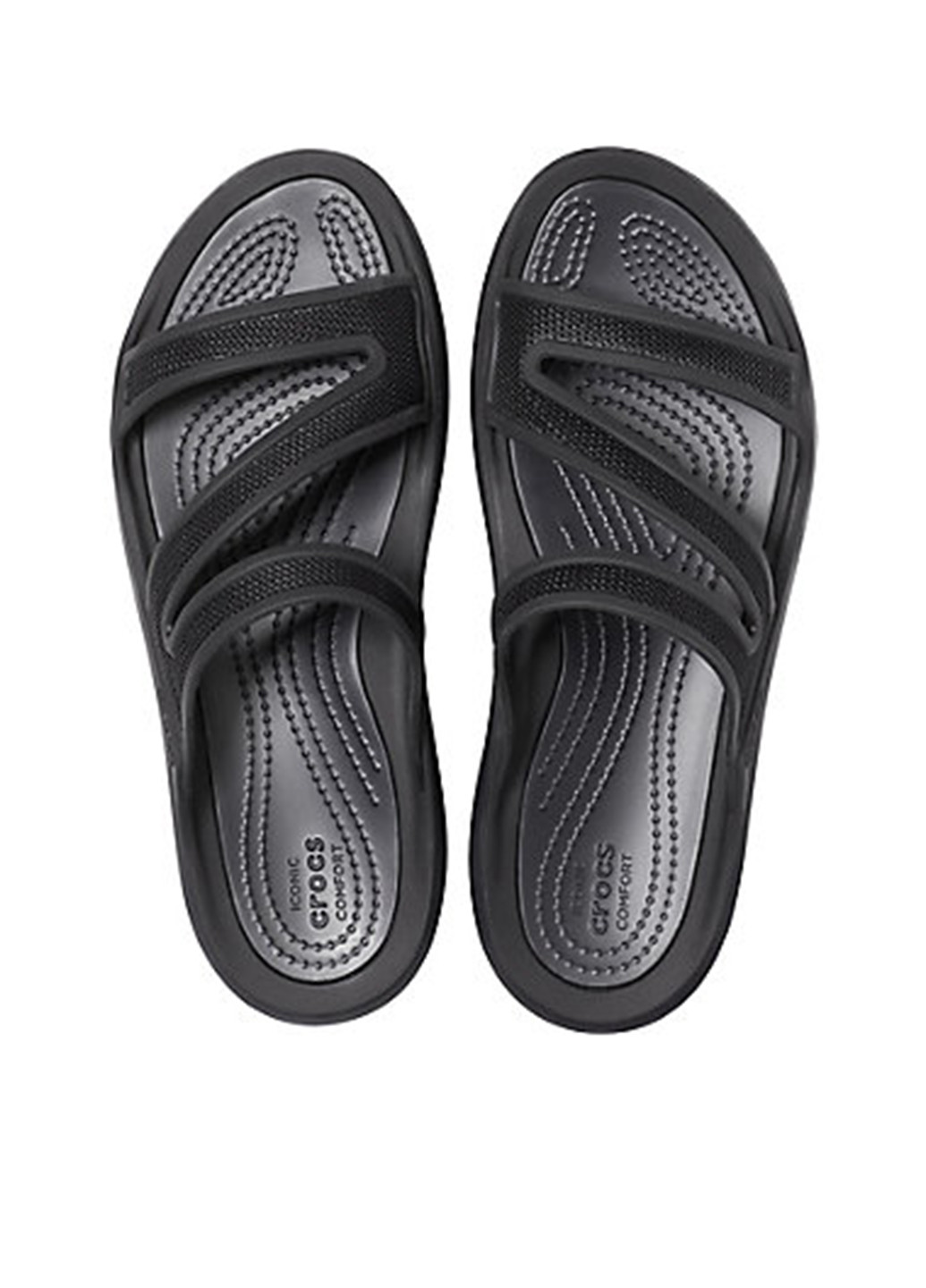 Черные шлепанцы Crocs с логотипом, с тиснением