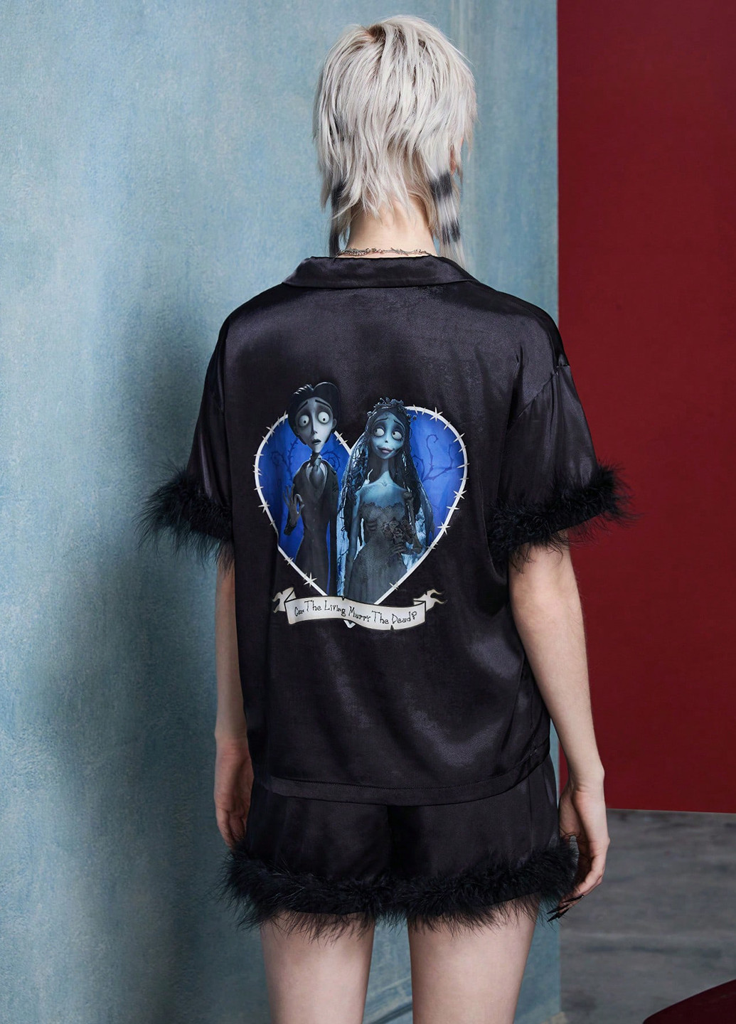 Черная всесезон пижама (рубашка, шорты) рубашка + шорты SHEIN