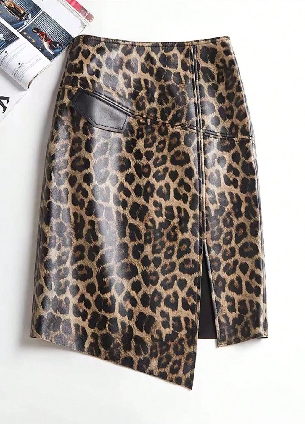Коричневая кэжуал леопардовая юбка SHEIN карандаш