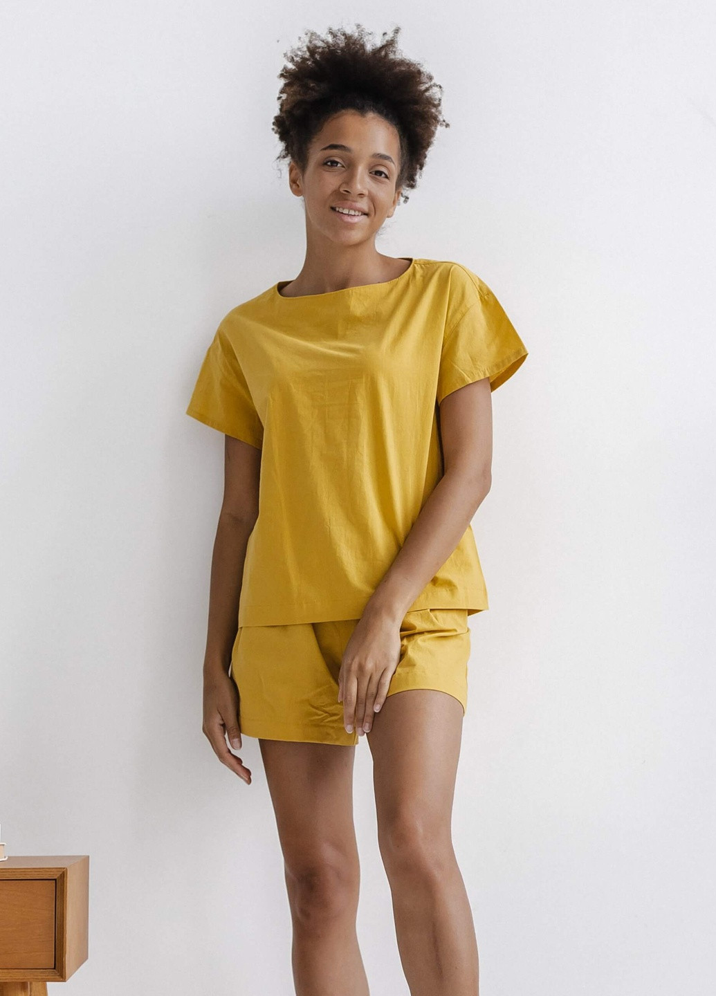 Гірчична всесезон піжама жіноча з шортами curry (xxl) футболка + шорти Leglo