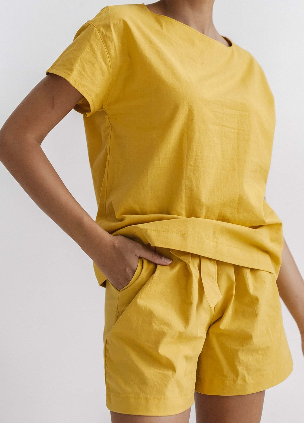 Гірчична всесезон піжама жіноча з шортами curry (xxl) футболка + шорти Leglo