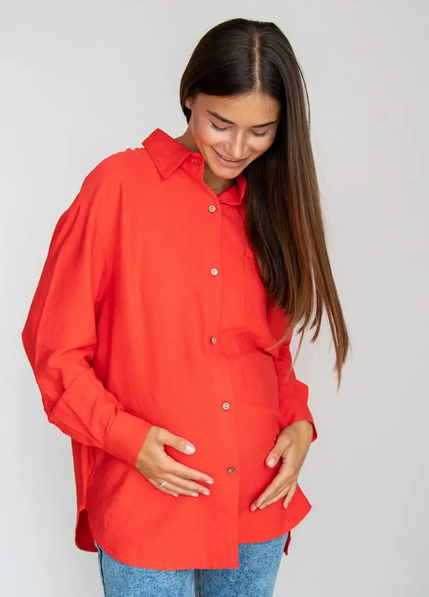 Блуза сорочка для вагітних і годуючих на ґудзиках бавовняна прямого крою To Be (253914799)