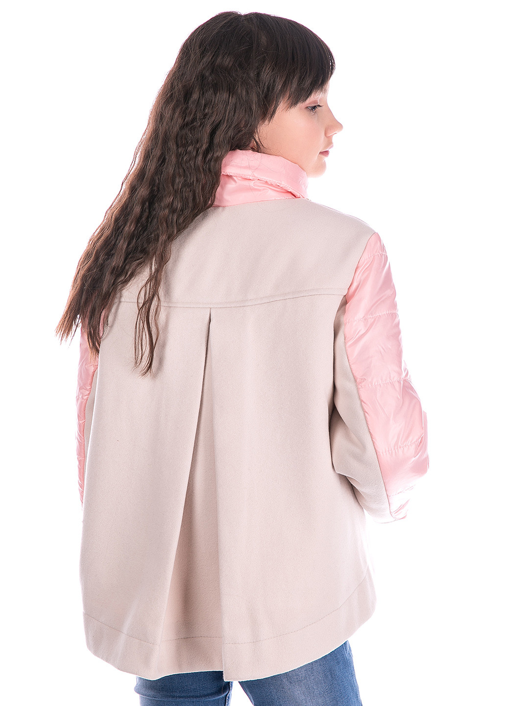 Розовая демисезонная детская демисезонная куртка-пальто цветы Zabavka