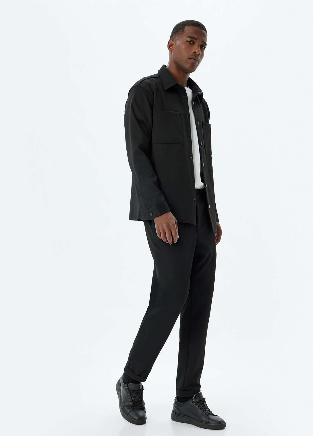 Черная кэжуал рубашка однотонная KOTON