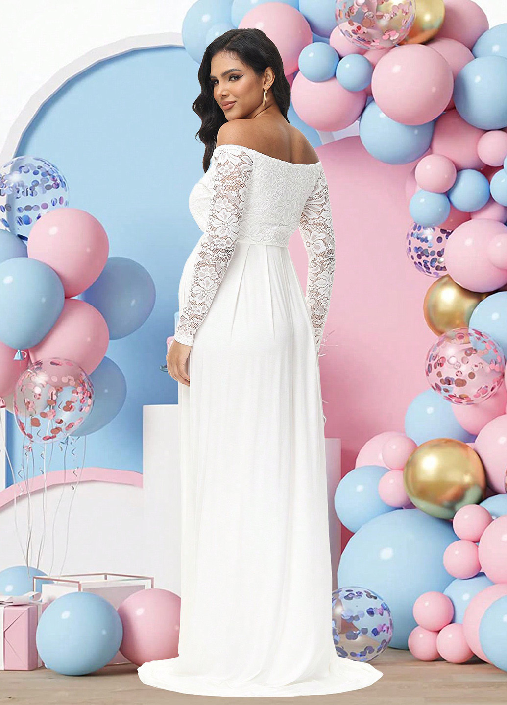 Білий святковий сукня для вагітних на запах, в стилі армпір SHEIN однотонна