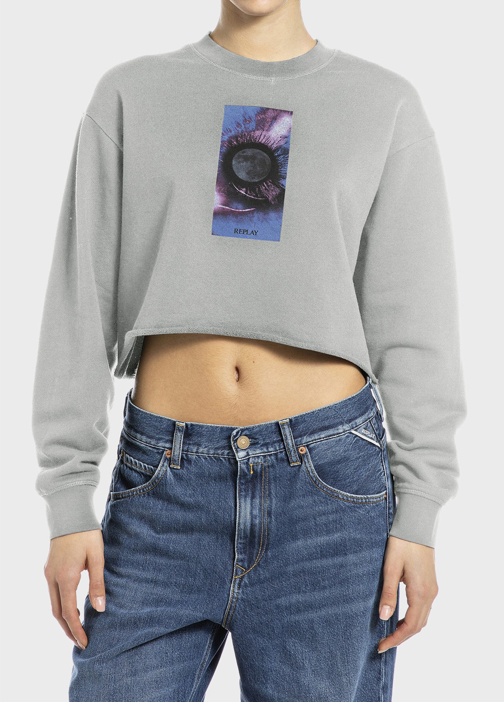 Серый свитшот Replay рисунок без декора (315065267)