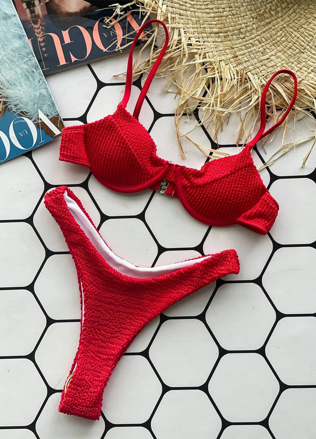 Красный летний раздельный купальник (лиф, трусики) раздельный NOVA VEGA