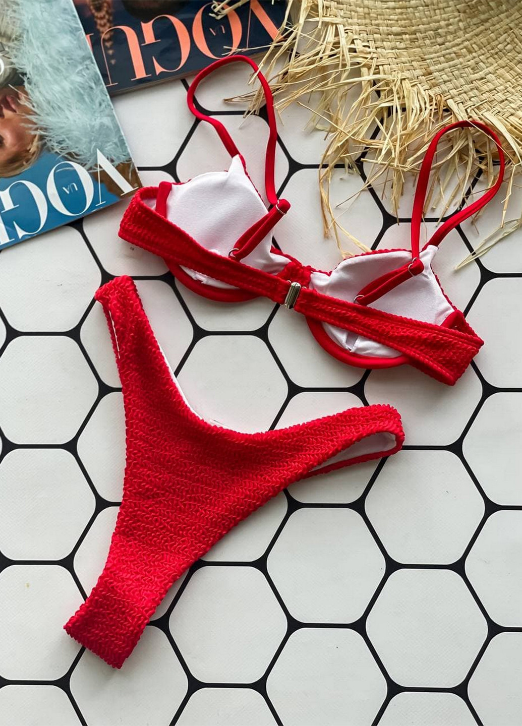 Красный летний раздельный купальник (лиф, трусики) раздельный NOVA VEGA