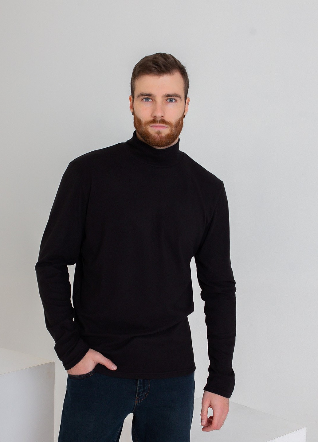 Чорний зимовий светр чоловічий джемпер ISSA PLUS GN-450