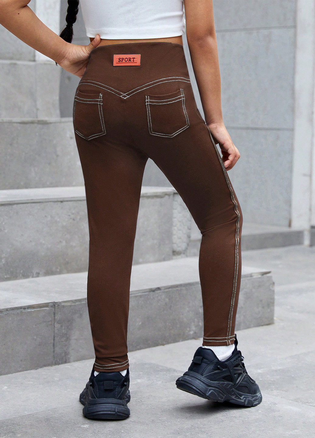 Коричневые демисезонные леггинсы SHEIN