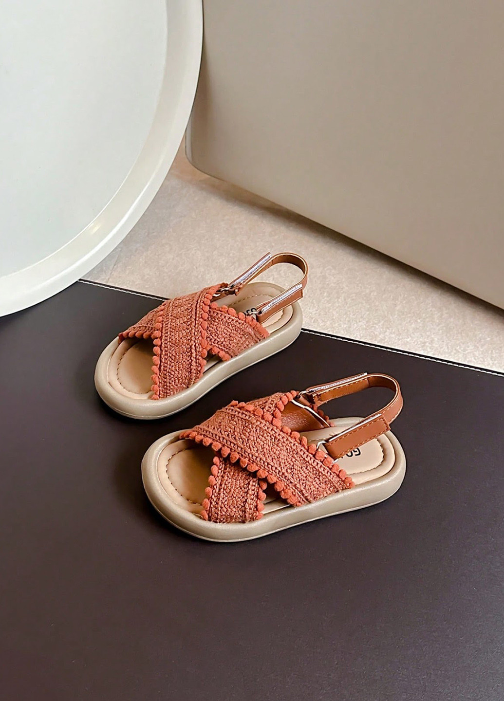 Терракотовые кэжуал сандалии SHEIN на липучке