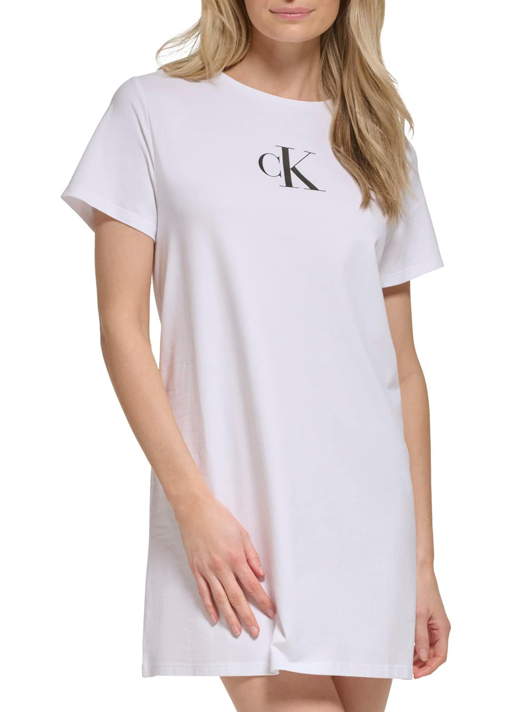 Белое кэжуал, домашнее платье платье-футболка Calvin Klein с надписью