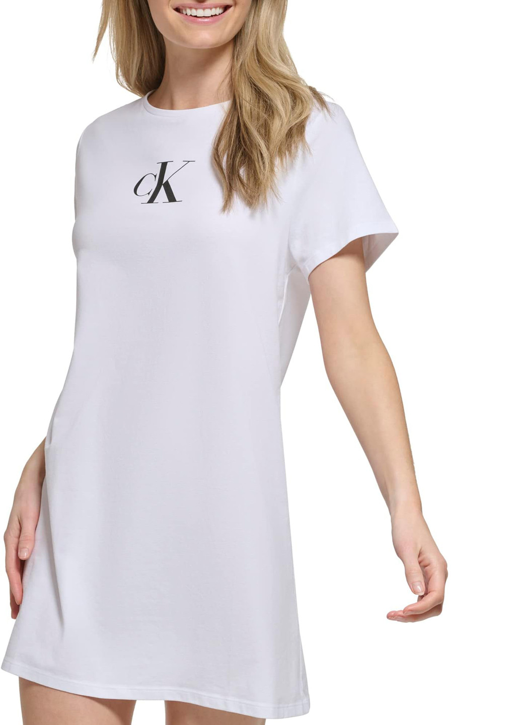Білий кежуал, домашній сукно сукня-футболка Calvin Klein з написами