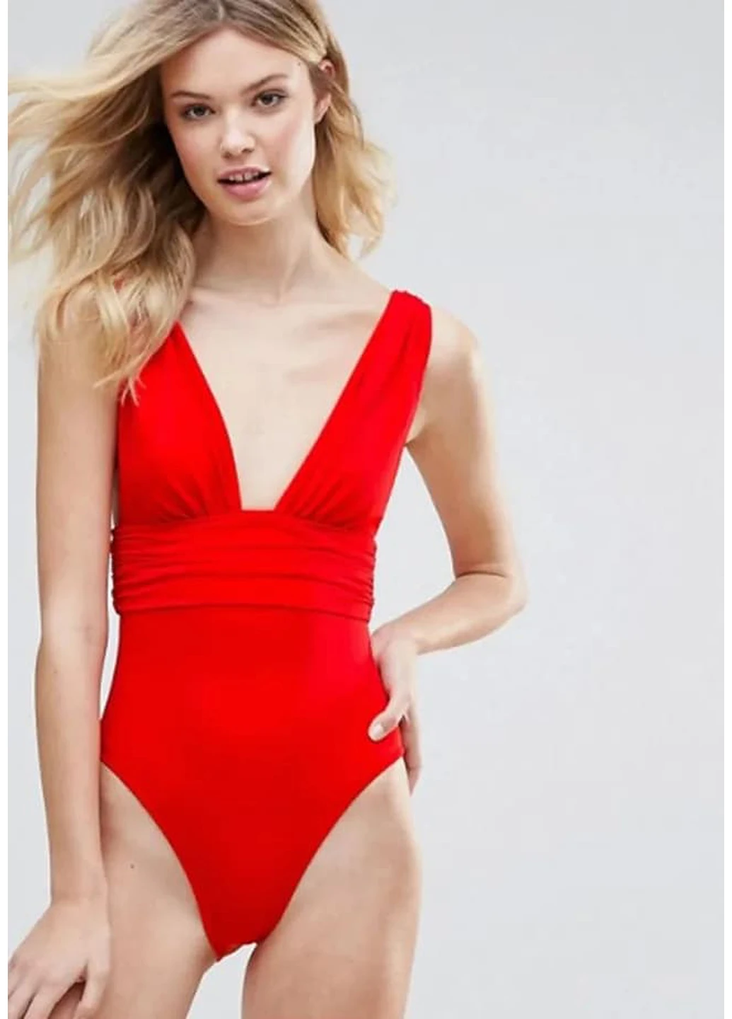 Червоний літній купальник пландж Asos
