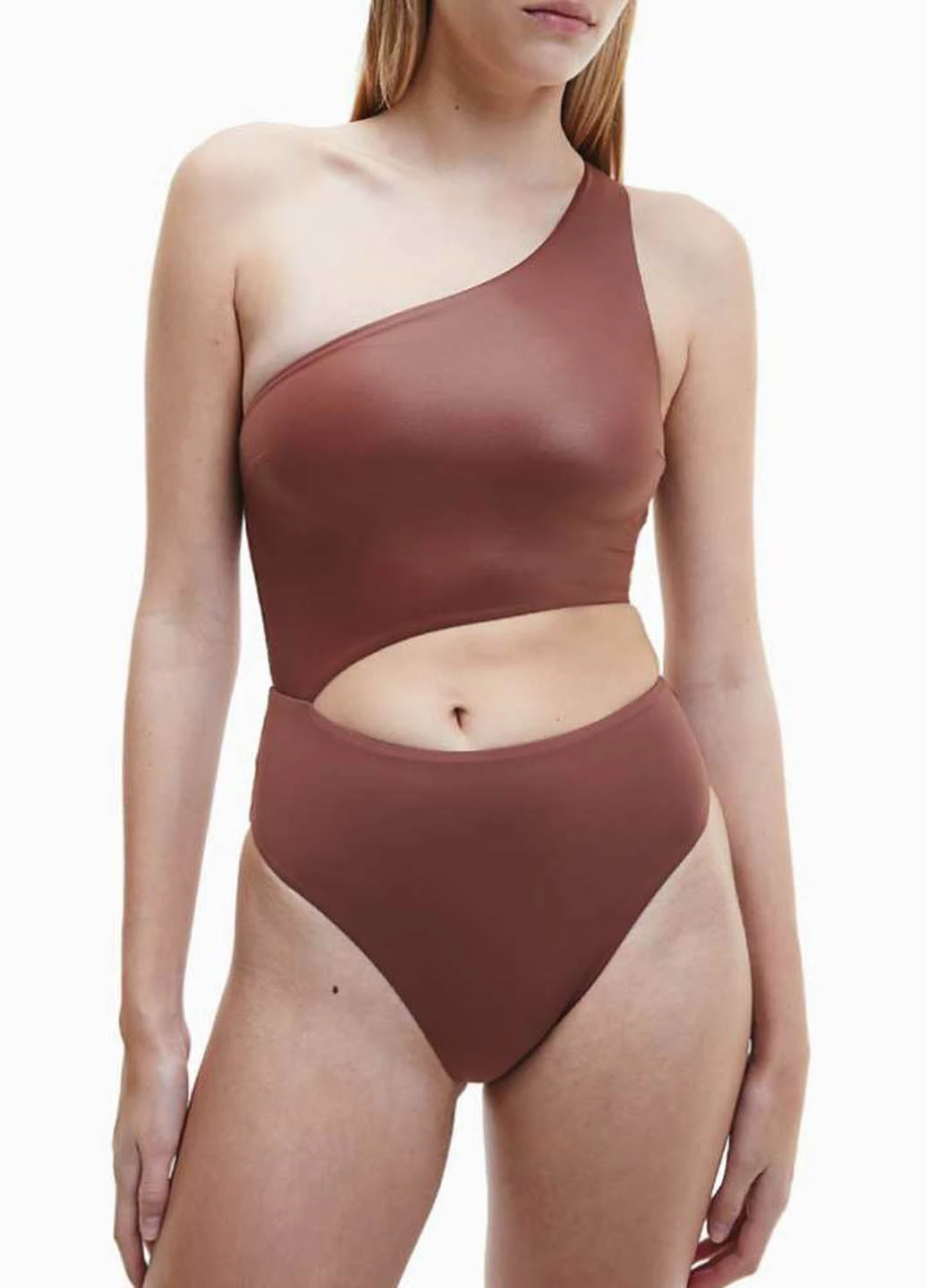 Коричневый летний купальник слитный Calvin Klein