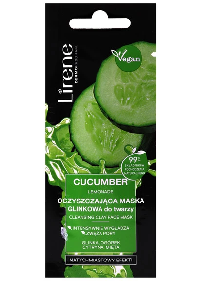 Очищающая глиняная маска для лица Cucumber Lemonade Cleansing Clay Face Mask Lirene (250115987)