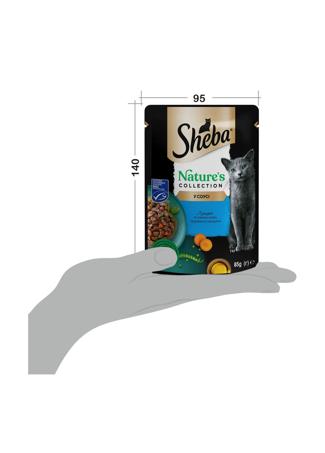 Влажный корм тунец/овощи/лен. масло в соусе, 85 г Sheba (317332420)