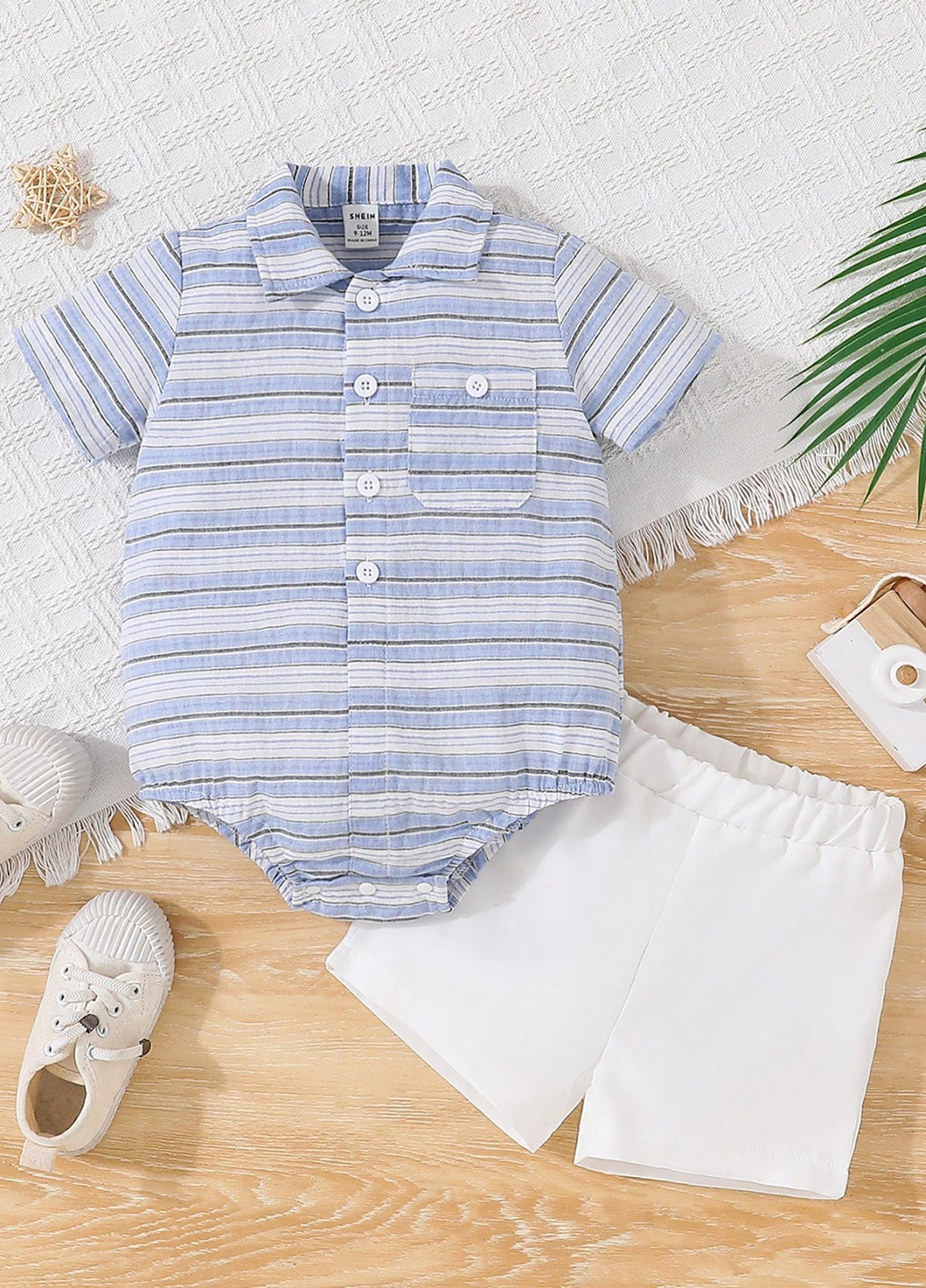 Синий летний комплект (боди, шорты) SHEIN