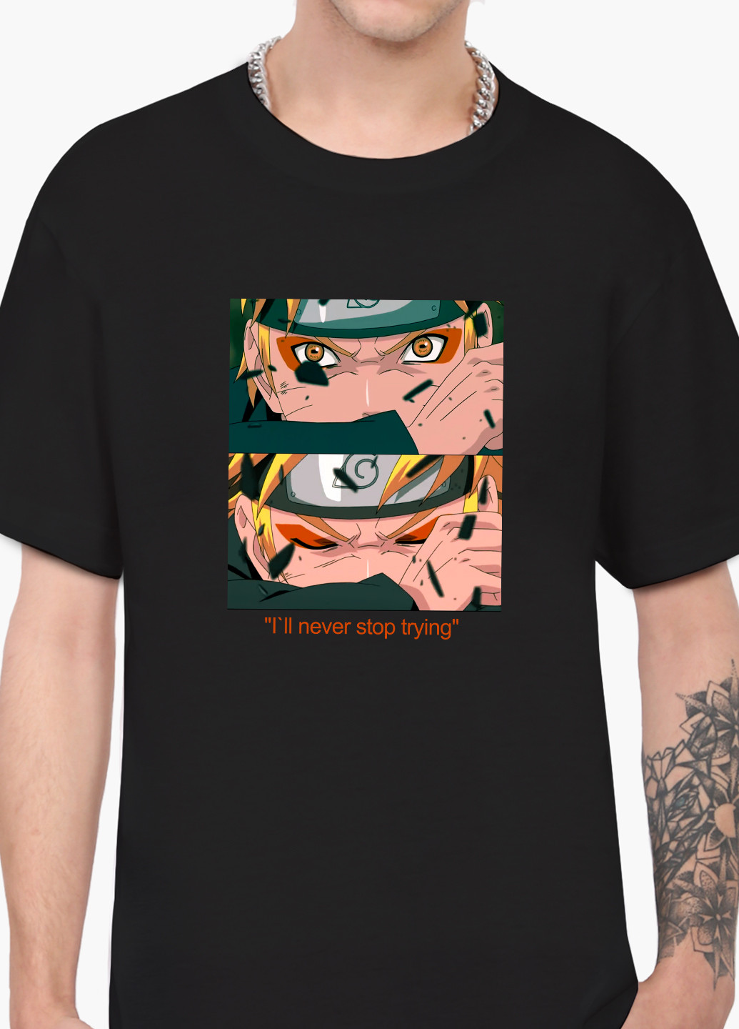 Черная футболка мужская наруто узумаки (naruto uzumaki) (9223-2816-1) MobiPrint