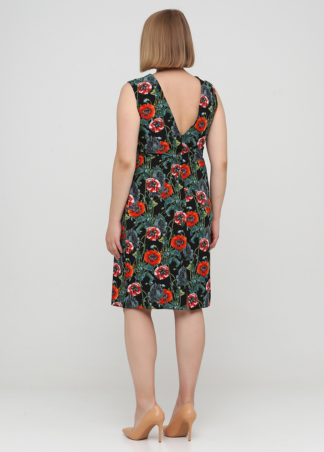 Комбинированное кэжуал платье футляр ANVI с цветочным принтом