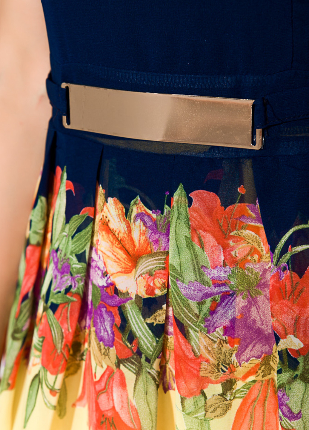 Темно-синя кежуал сукня кльош Time of Style з квітковим принтом