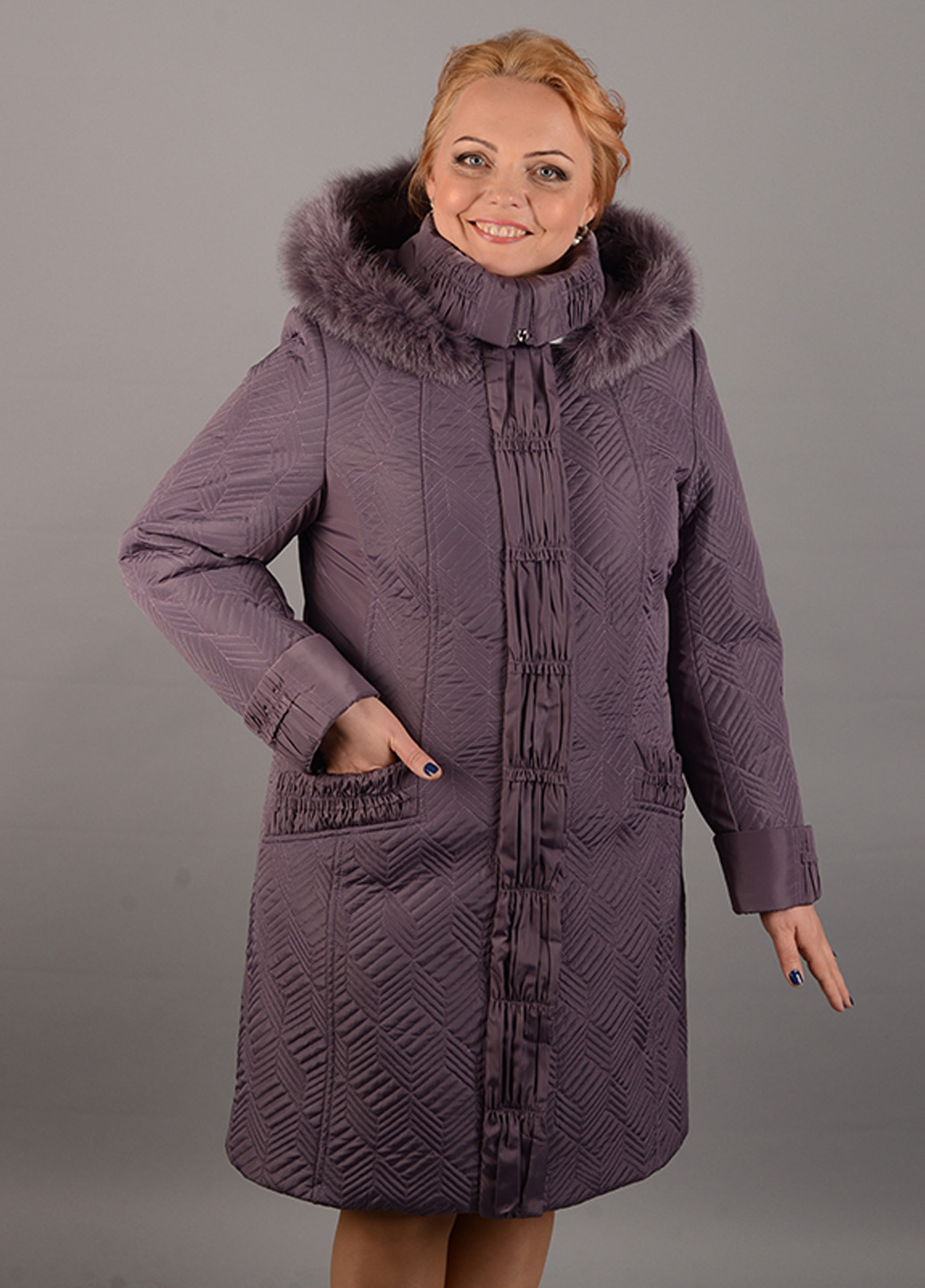 Сиреневая зимняя стеганная зимняя куртка Mangust