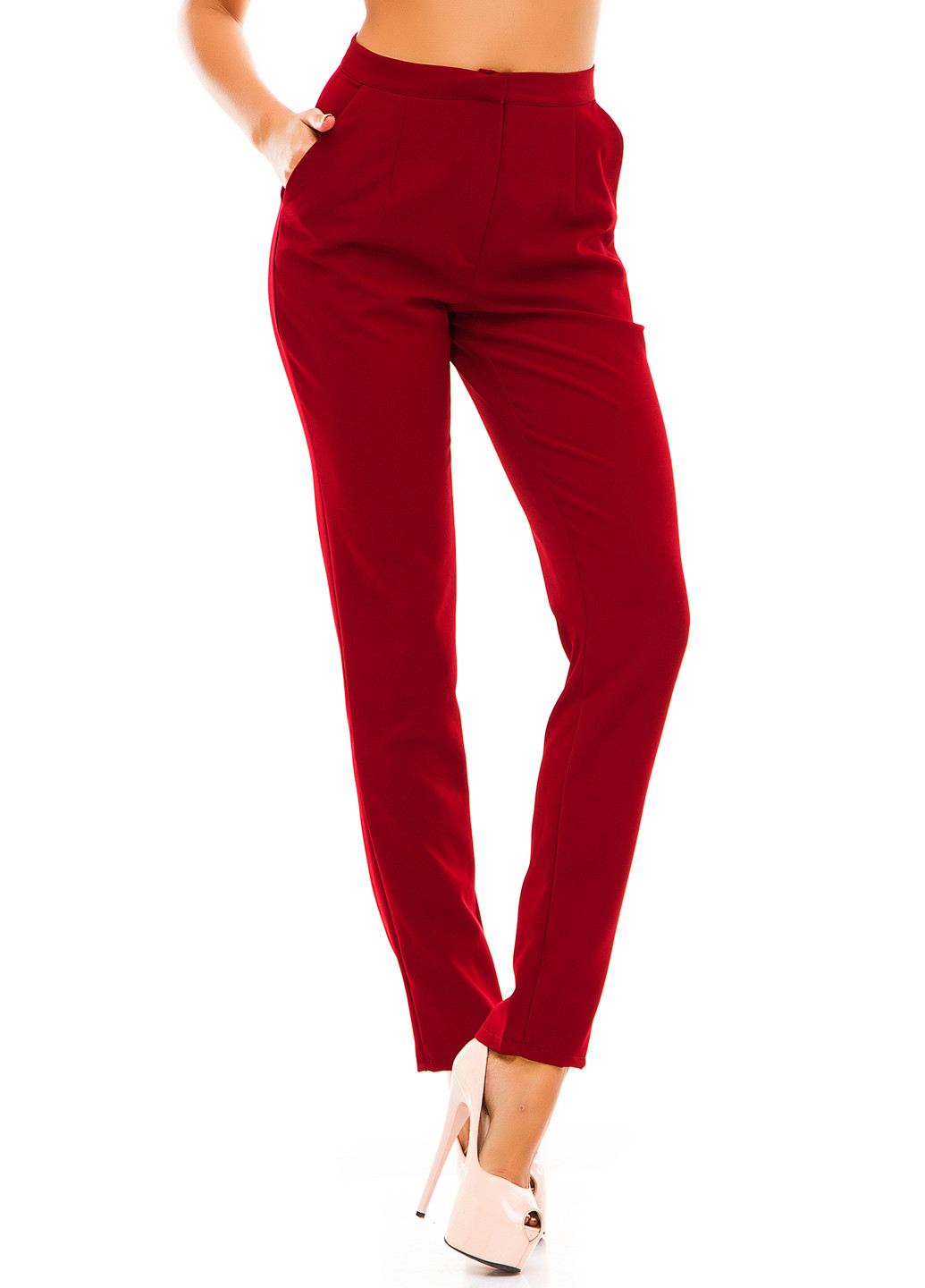 Бордовые кэжуал демисезонные брюки Lady Style