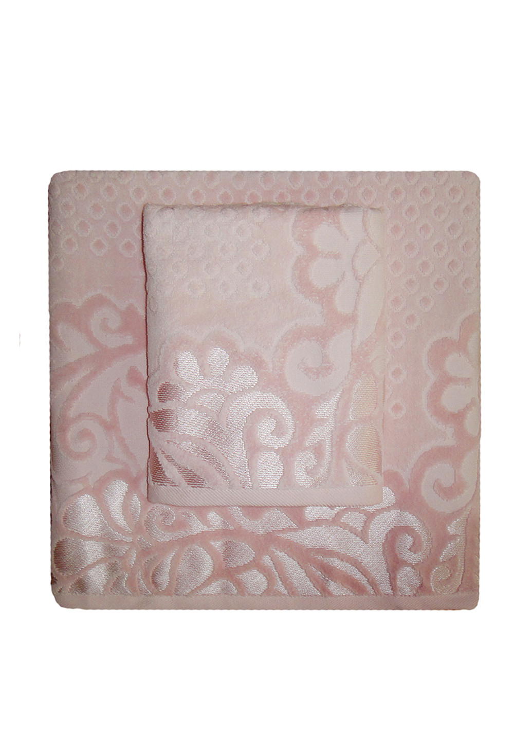 No Brand набор из двух полотенец (банное, лицевое), 50х90 см, 70х140 см рисунок светло-розовый производство - Турция
