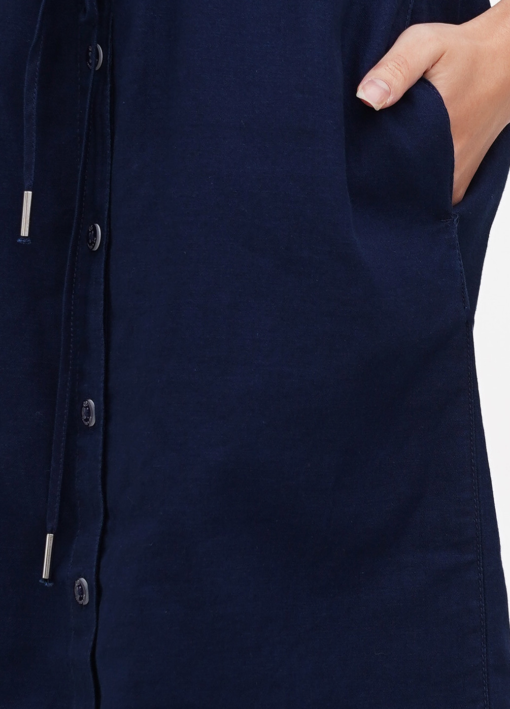 Темно-синее кэжуал платье рубашка S.Oliver однотонное