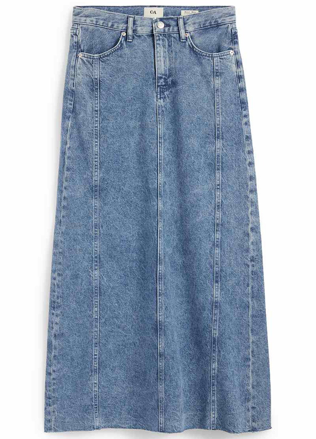 Синяя джинсовая однотонная юбка C&A а-силуэта (трапеция)