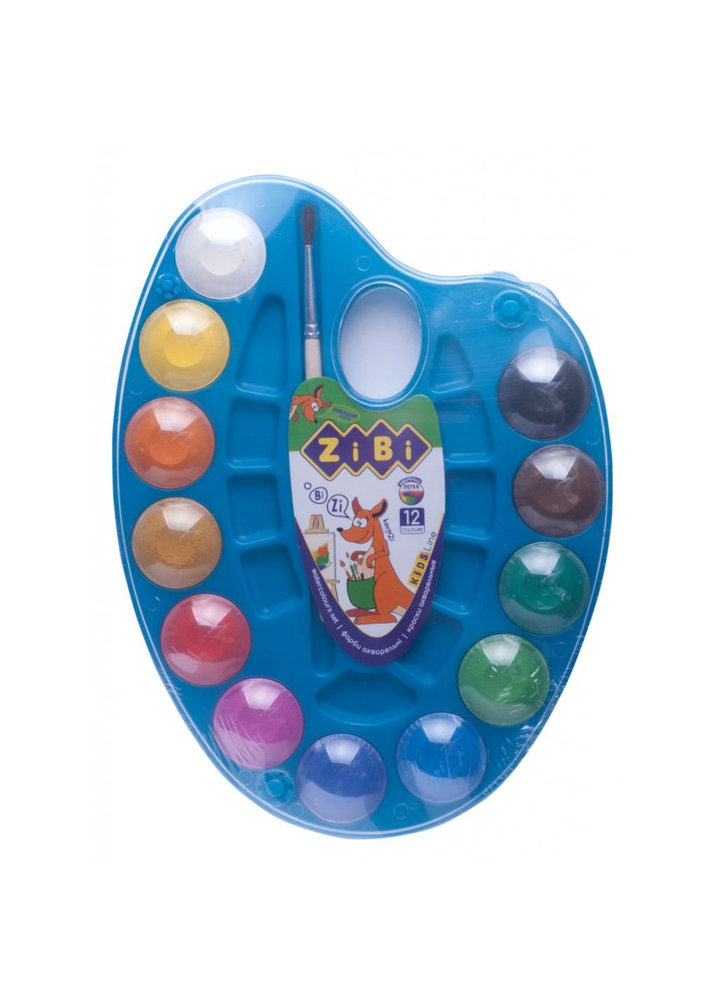 Фарби для малювання KIDS Line Акварельні на палітрі, 12 кільк. натур. кисть сині (ZB.6558-02) Zibi (254066869)