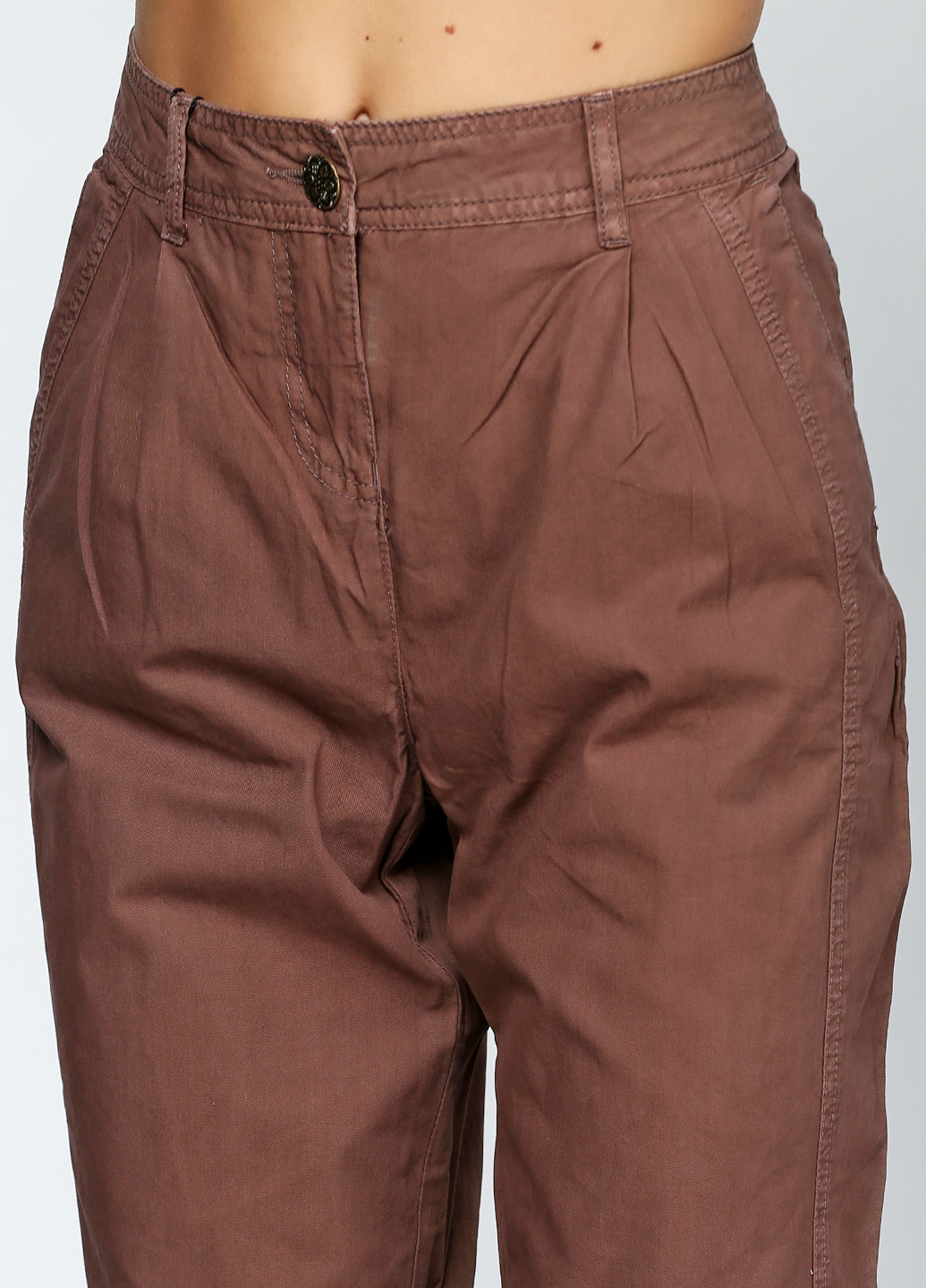 Коричневые кэжуал демисезонные со средней талией брюки Vero Moda
