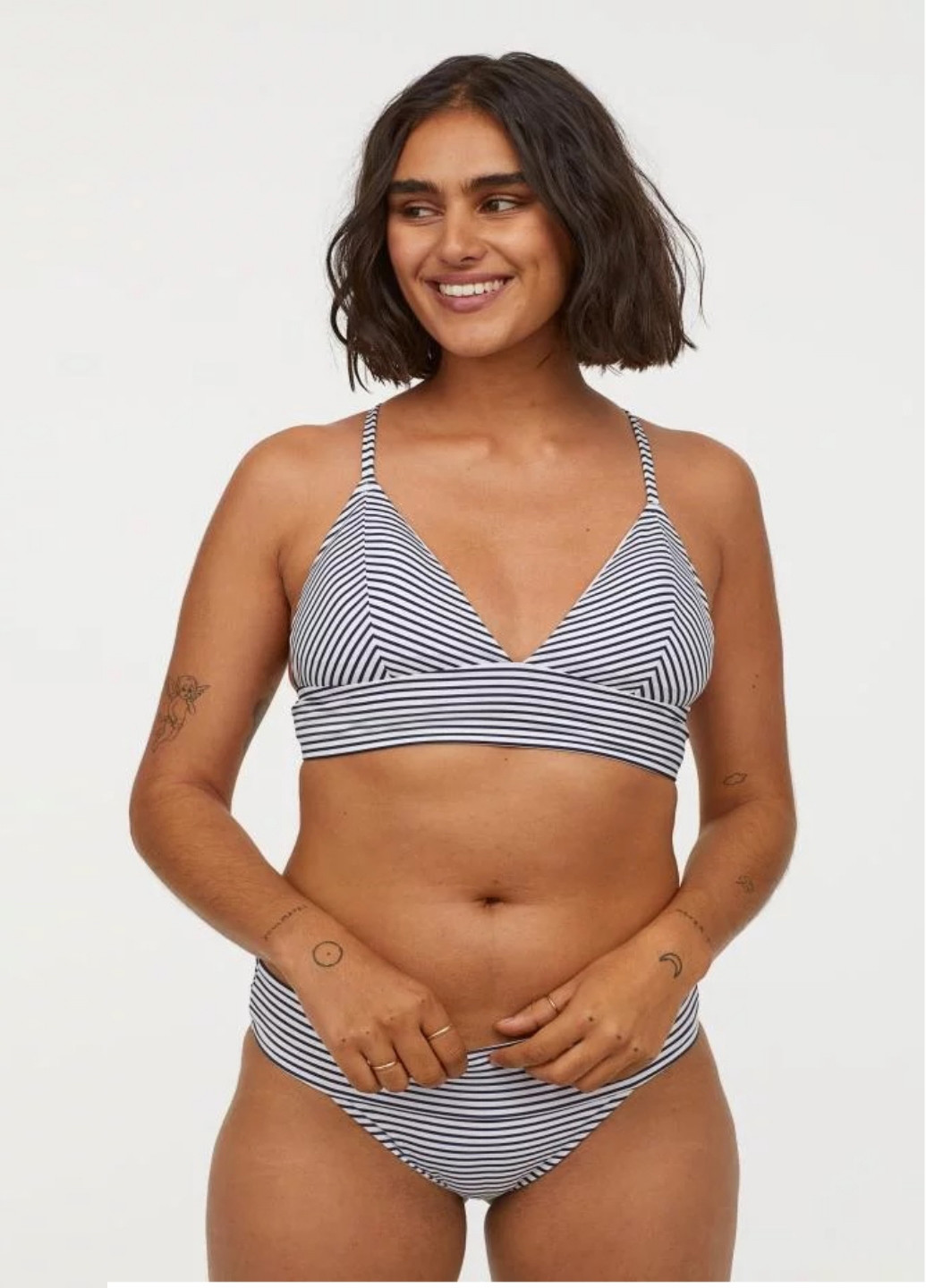 Темно-синій літній купальник (ліф, плавки) роздільний, топ H&M