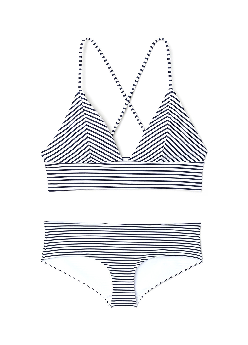 Темно-синій літній купальник (ліф, плавки) роздільний, топ H&M