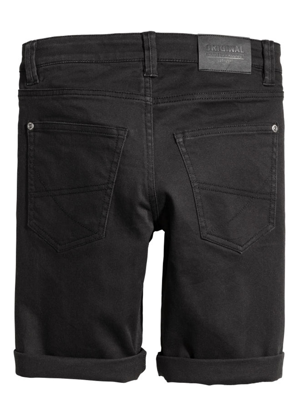 Шорты H&M однотонные чёрные джинсовые хлопок