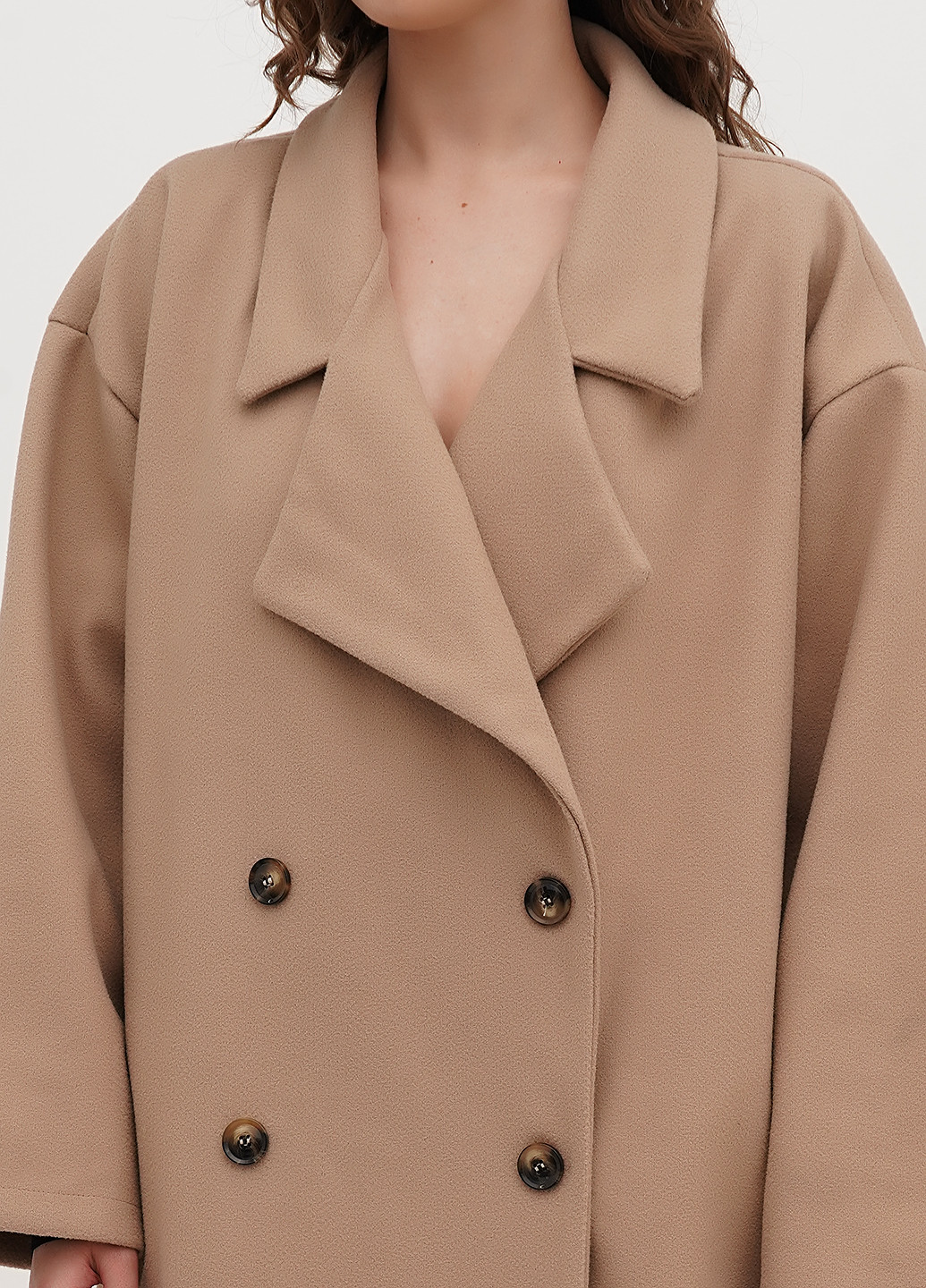 Темно-бежевое демисезонное Пальто двубортное Boohoo