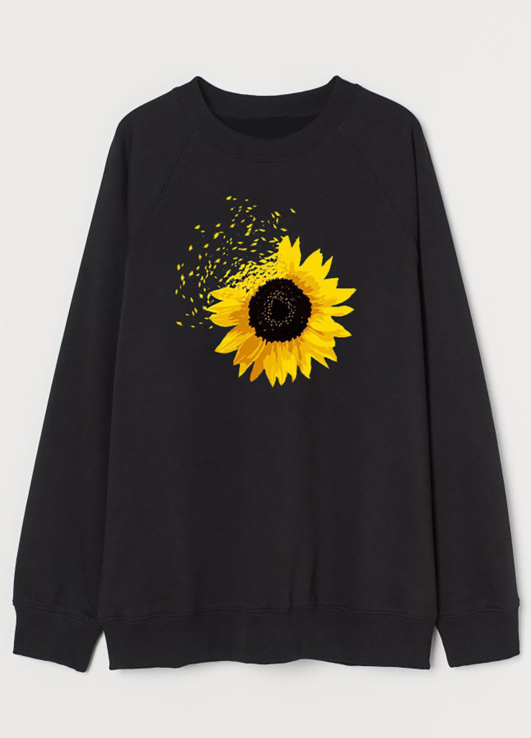 Свитшот женский черный Flying sunflower-2 Love&Live - крой рисунок черный кэжуал - (253485106)
