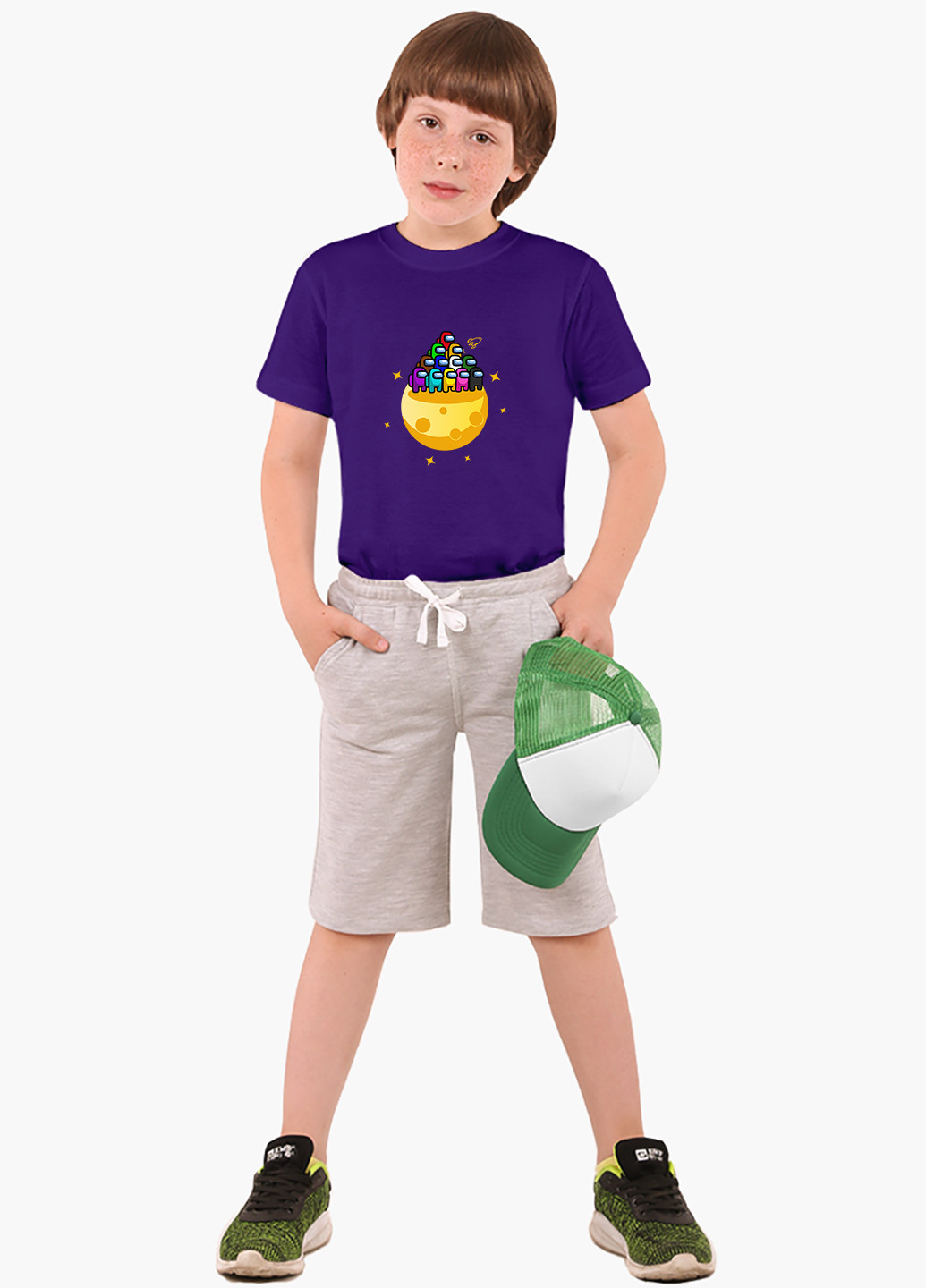 Фиолетовая демисезонная футболка детская амонг ас (among us)(9224-2584) MobiPrint