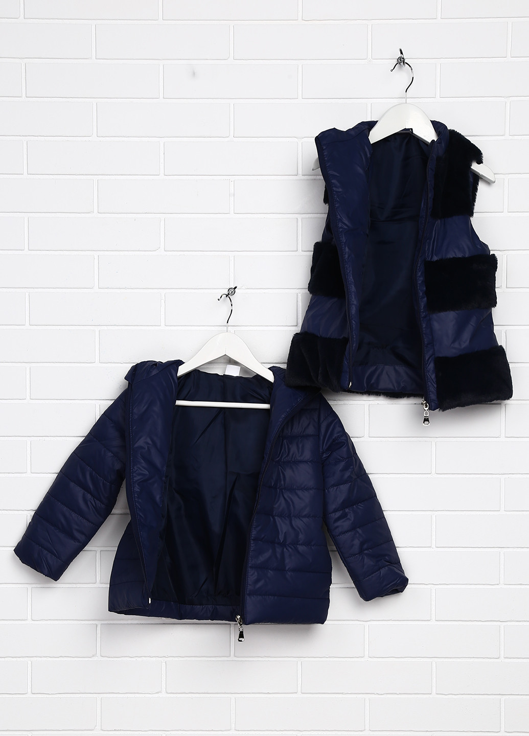 Синий демисезонный комплект (куртка, жилет) Одягайко