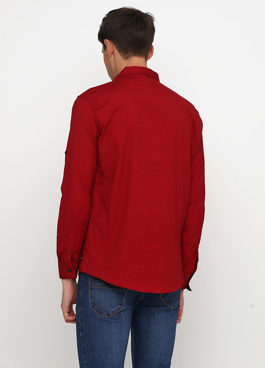 Сорочка JP з довгим рукавом абстрактна темно-червона кежуал