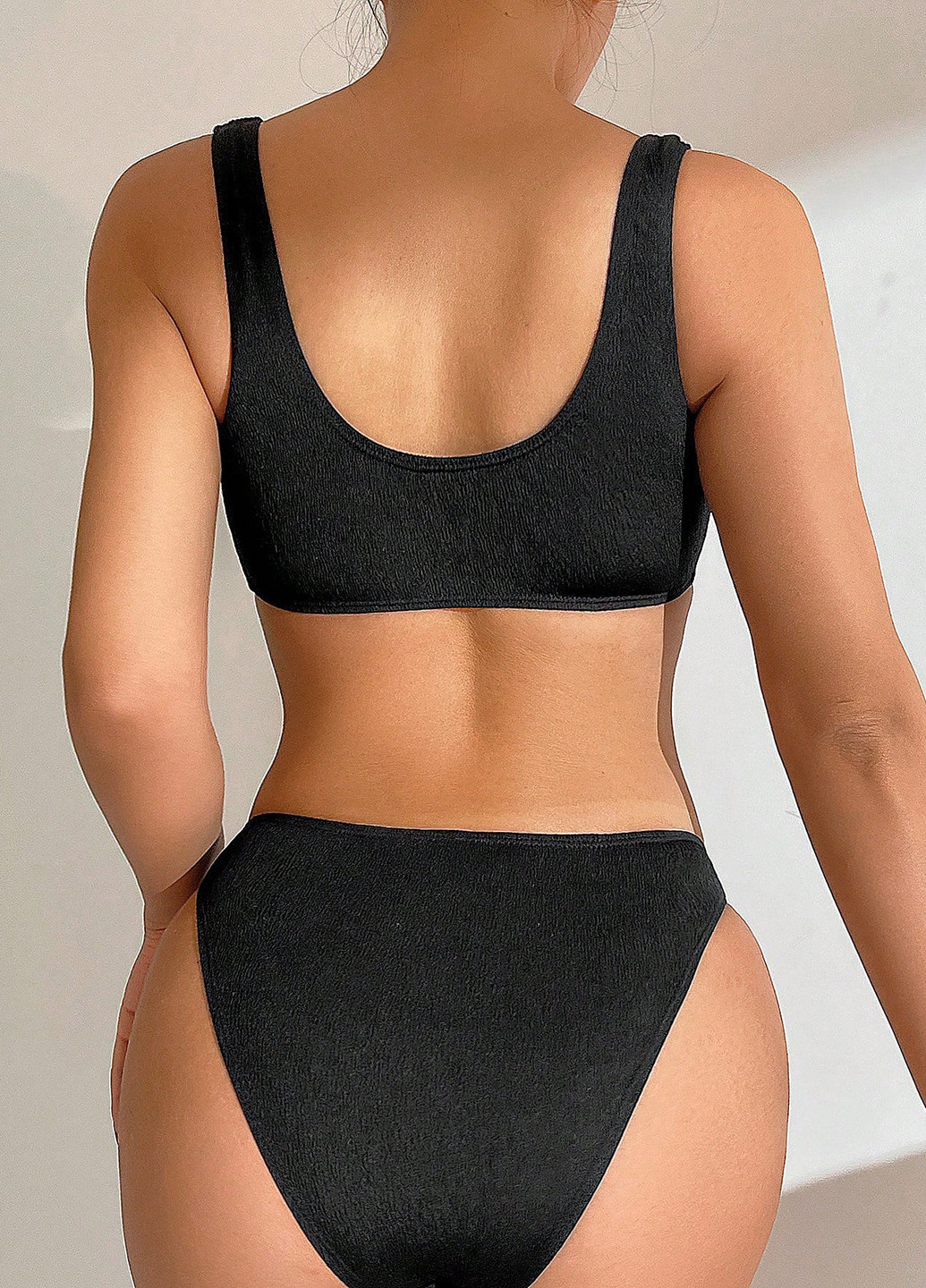 Черный летний купальник (лиф, трусики) топ, раздельный SHEIN
