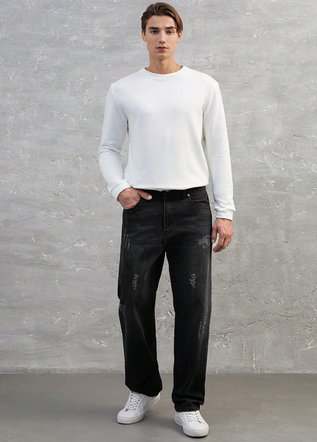 Черные демисезонные прямые джинсы SHEIN