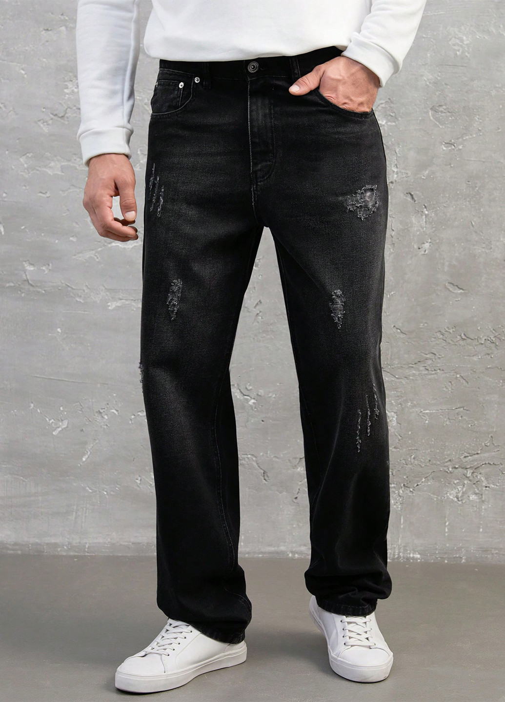 Черные демисезонные прямые джинсы SHEIN