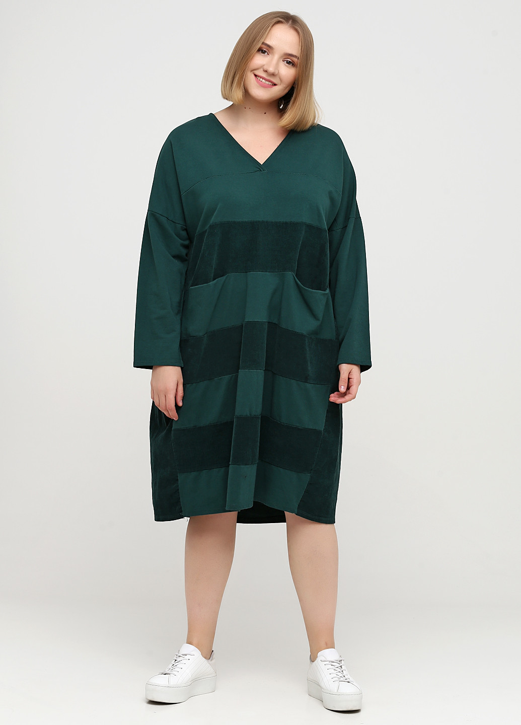 Темно-зеленое кэжуал платье оверсайз Italy Moda однотонное
