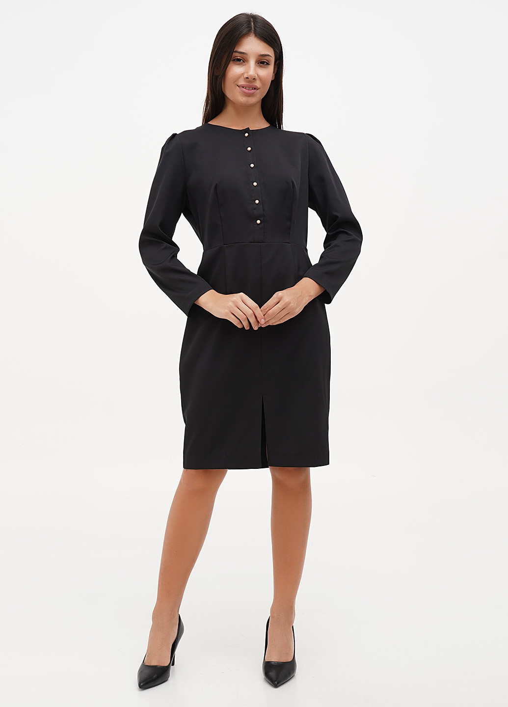 Чорна кежуал, ділова сукня футляр GENEVIE однотонна