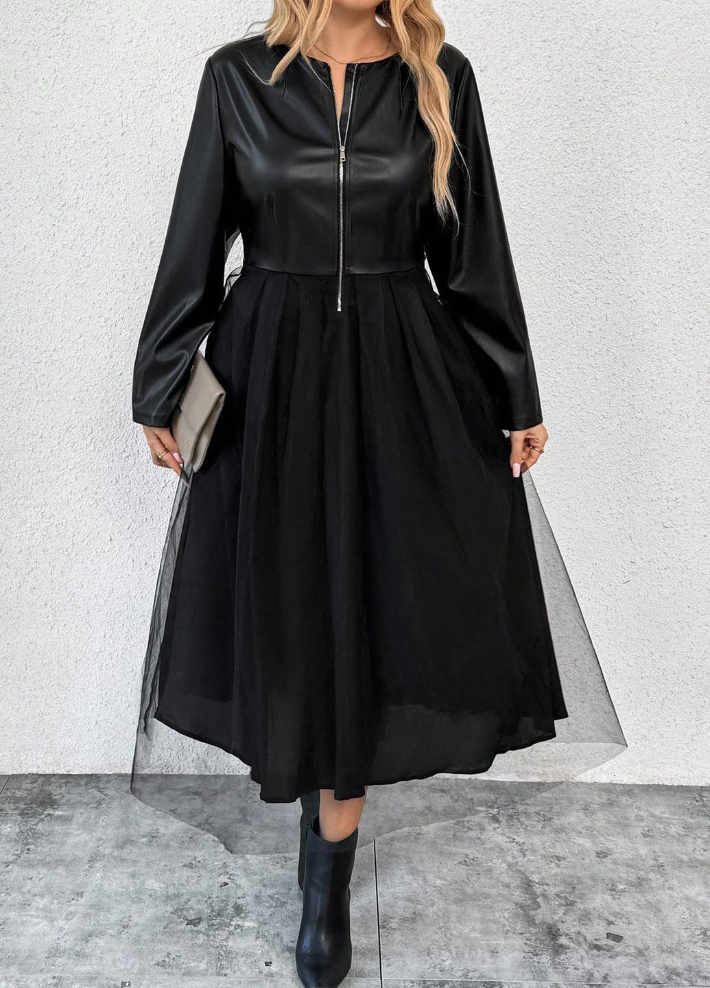 Чорна кежуал сукня кльош SHEIN однотонна