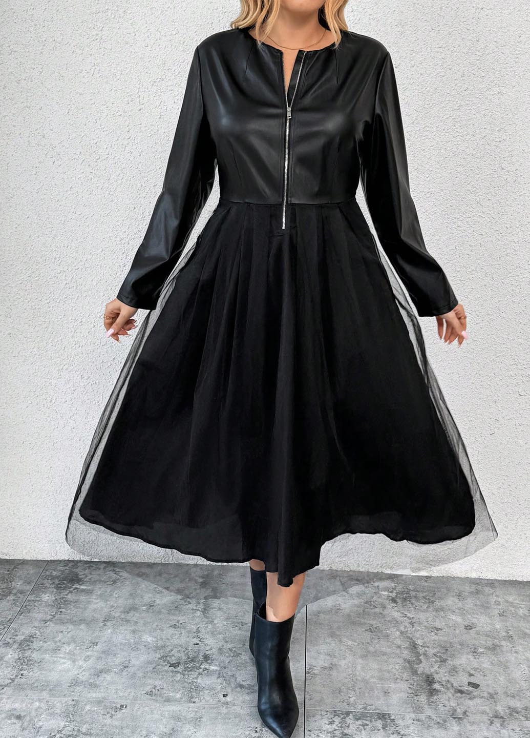 Чорна кежуал сукня кльош SHEIN однотонна