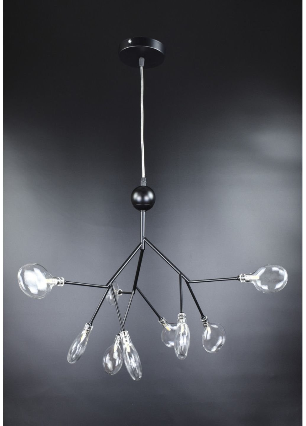 Люстра стельова на 9 лампочок H686/9P-bk-tr Чорний 60х56х56 см. Sunnysky (253628728)